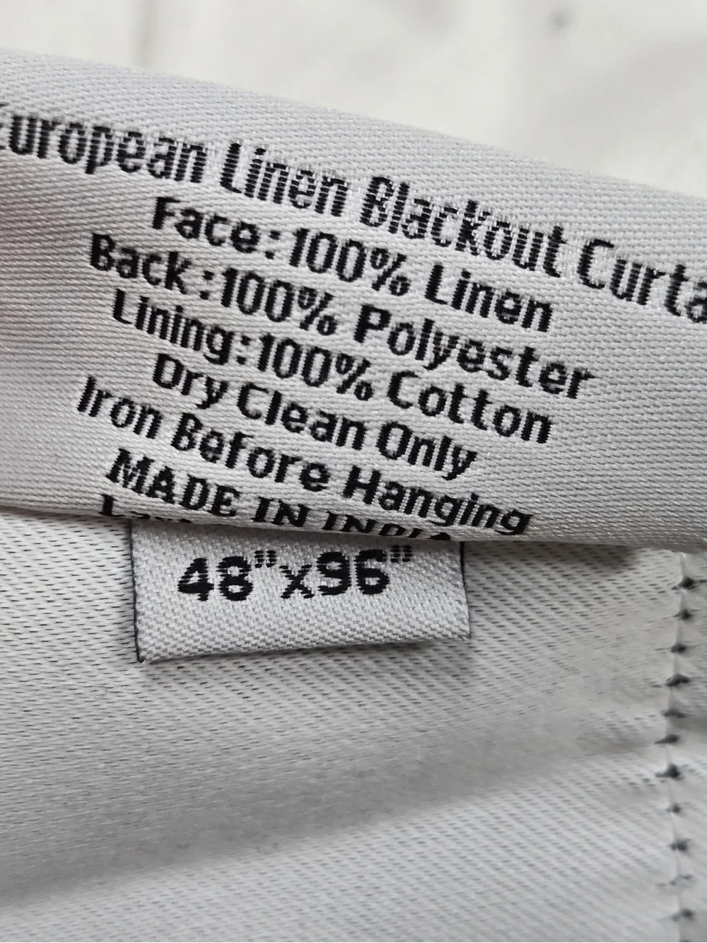 QUINCE Set Of 2 48x96 European Linen True Blackout Curtains White 0465
